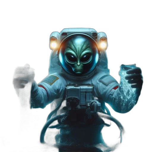 robot, mask, creature, staff transparent PNG cut-out