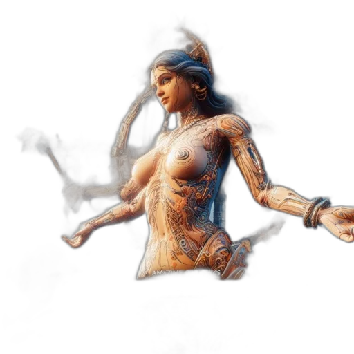 dress, jewelry, staff, concept art transparent PNG cut-out
