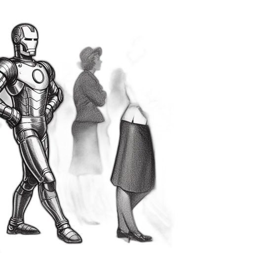 robot, concept art, comic book art, 3d render transparent PNG cut-out