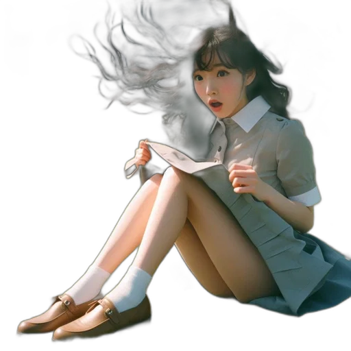 dress, jacket, umbrella, face transparent PNG cut-out