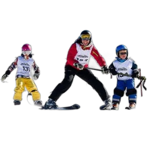 family, enjoys, skiing, together transparent PNG cut-out