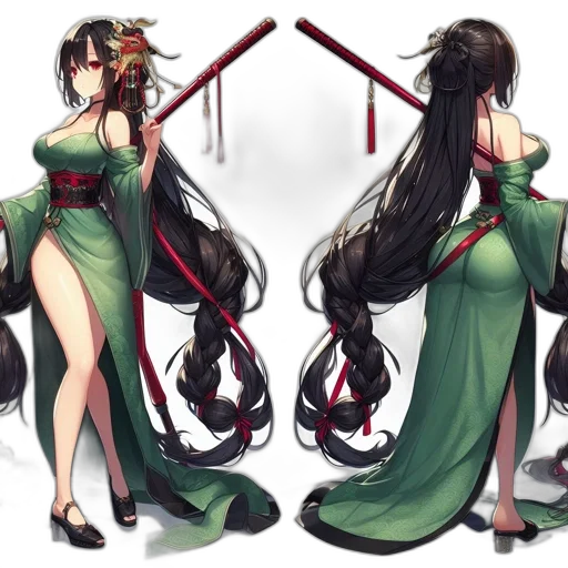 dress, staff, concept art, fantasy art transparent PNG cut-out