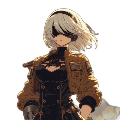 jacket, weapon, staff, mask transparent PNG cut-out