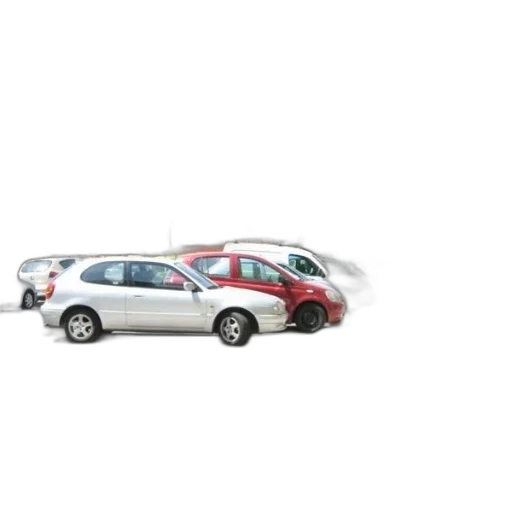 car, 3d render, row, parked transparent PNG cut-out