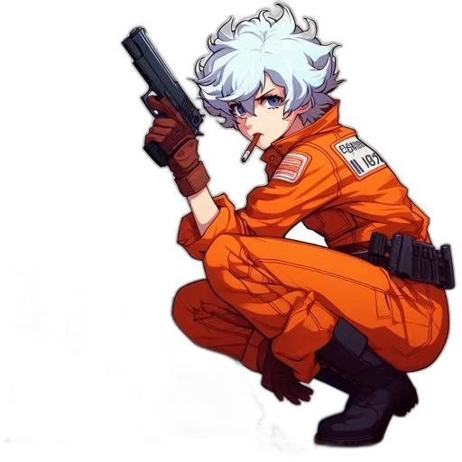 weapon, jacket, staff, robot transparent PNG cut-out