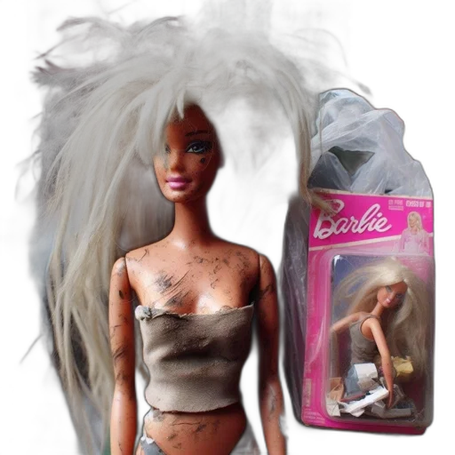 concept art, photorealistic, old, barbie transparent PNG cut-out