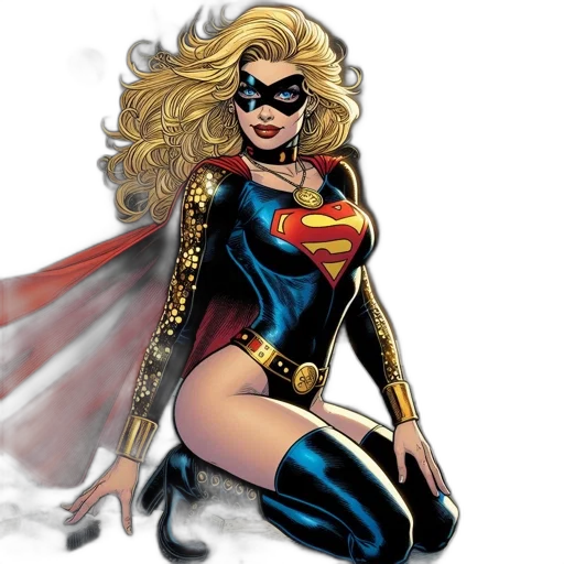 comic book art, concept art, cartoon, supergirl transparent PNG cut-out