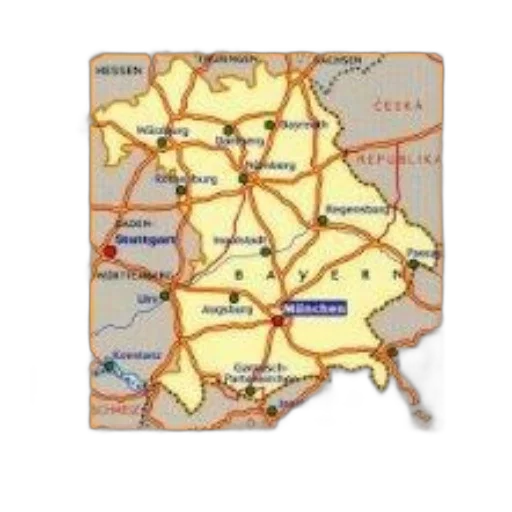 map, bavaria, germany, cities transparent PNG cut-out