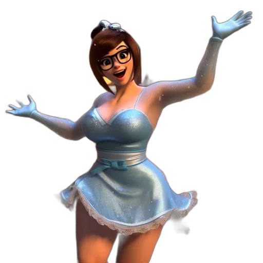 dress, robot, staff, 3d render transparent PNG cut-out