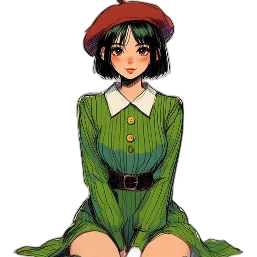 dress, hat, staff, pixel art transparent PNG cut-out