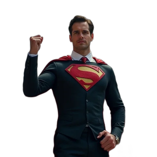 comic book art, super, businessman, showing transparent PNG cut-out
