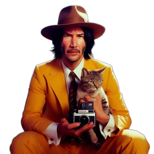 animal, hat, jacket, staff transparent PNG cut-out