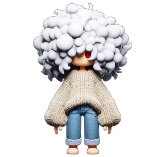 jacket, hair, 3d render, concept art transparent PNG cut-out