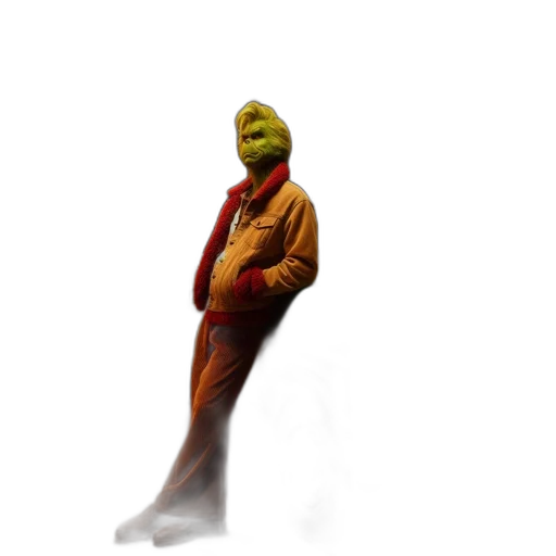 creature, jacket, mask, staff transparent PNG cut-out
