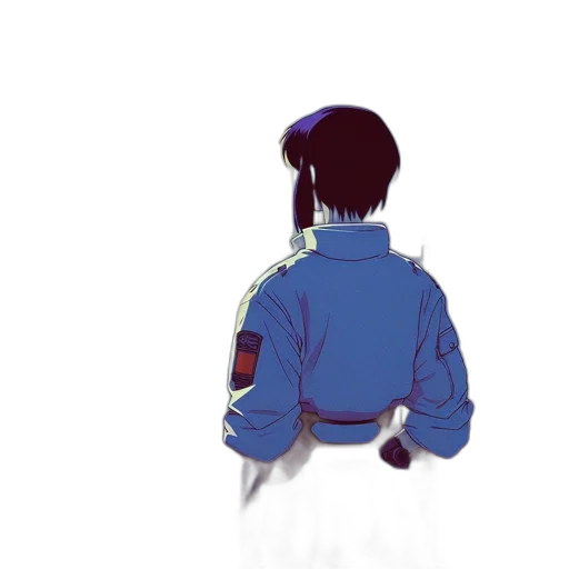 jacket, staff, robot, weapon transparent PNG cut-out