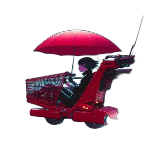 umbrella, car, staff, 3d render transparent PNG cut-out