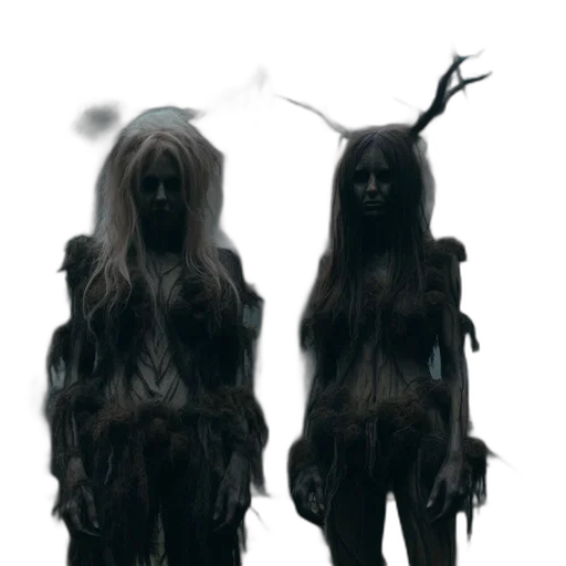 mask, hair, creature, staff transparent PNG cut-out