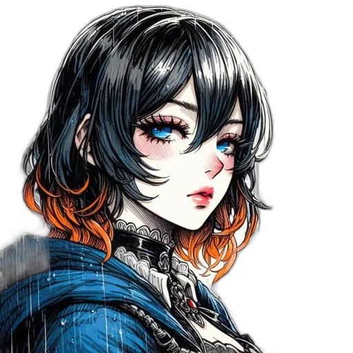 face, jacket, hair, dress transparent PNG cut-out