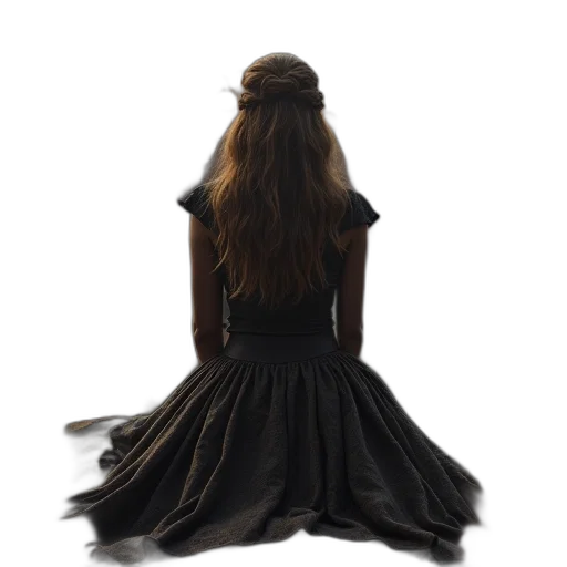 dress, hair, crown, staff transparent PNG cut-out