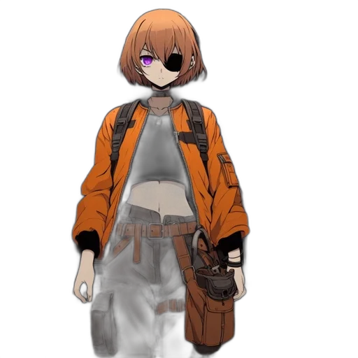 jacket, staff, weapon, mask transparent PNG cut-out