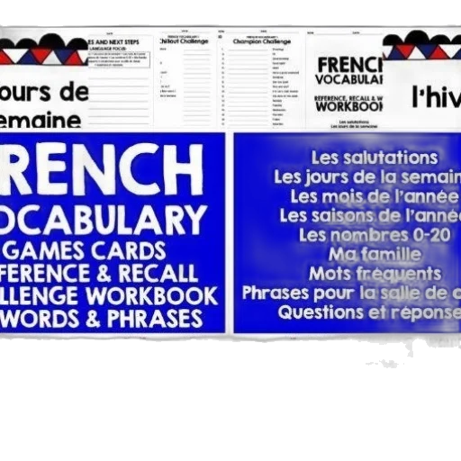 colorful, french, vocabulary, workbook transparent PNG cut-out