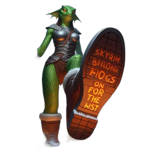 shoes, dragon, staff, concept art transparent PNG cut-out