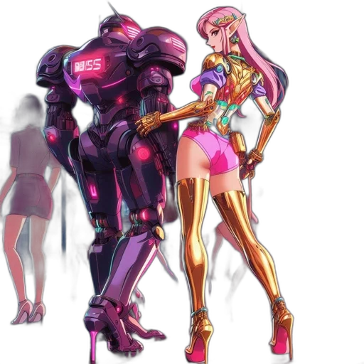 robot, concept art, vaporwave, cyberpunk transparent PNG cut-out