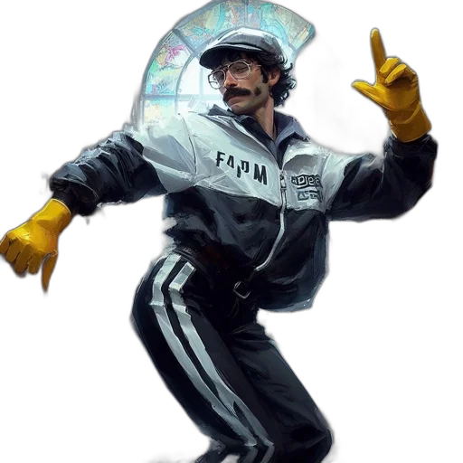 robot, jacket, staff, concept art transparent PNG cut-out