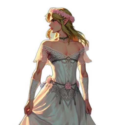 dress, crown, staff, jewelry transparent PNG cut-out