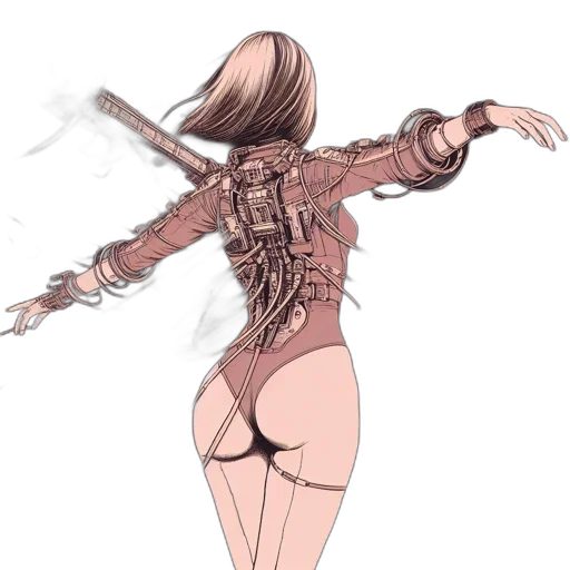 dress, staff, weapon, hair transparent PNG cut-out