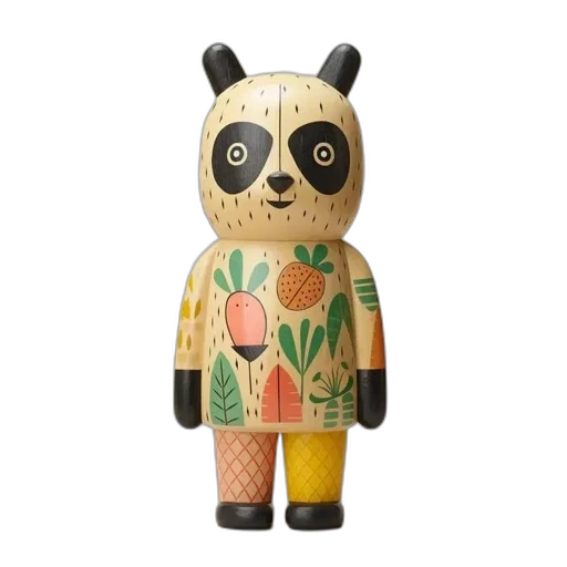 mask, 3d render, wooden, bear transparent PNG cut-out