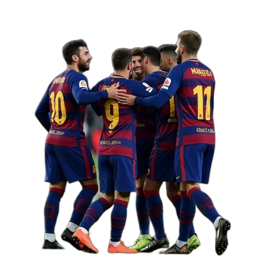 barcelona, person, celebrates, teammates transparent PNG cut-out