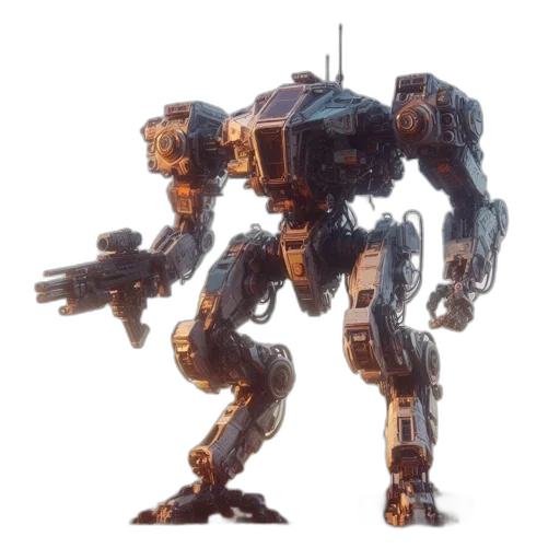 robot, weapon, concept art, 3d render transparent PNG cut-out