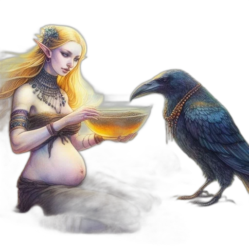 fantasy art, concept art, watercolor, pixel art transparent PNG cut-out