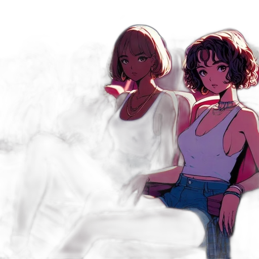 concept art, vaporwave, watercolor, anime transparent PNG cut-out