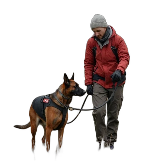 staff, jacket, animal, photorealistic transparent PNG cut-out