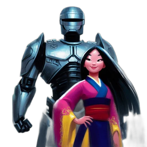 robot, concept art, comic book art, 3d render transparent PNG cut-out