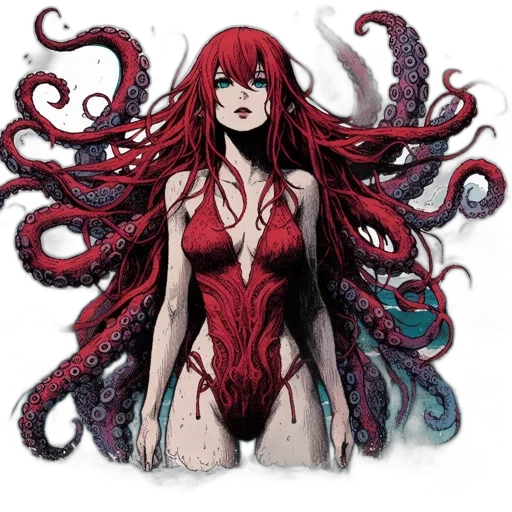 creature, hair, comic book art, concept art transparent PNG cut-out