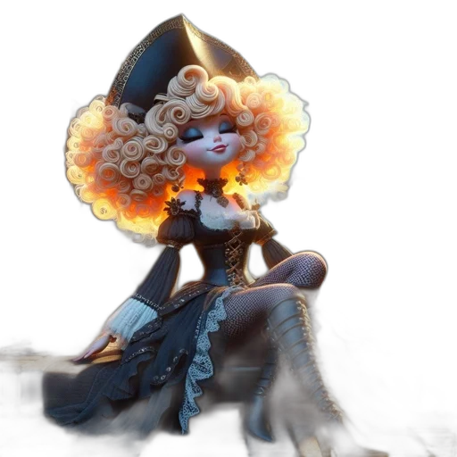 hair, crown, hat, staff transparent PNG cut-out