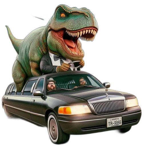 car, concept art, photorealistic, t-rex transparent PNG cut-out