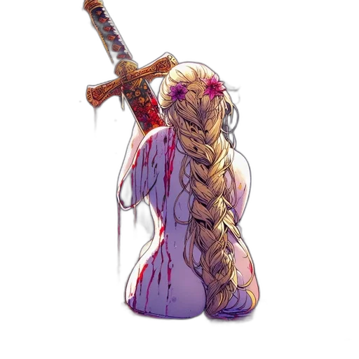 sword, staff, weapon, hair transparent PNG cut-out