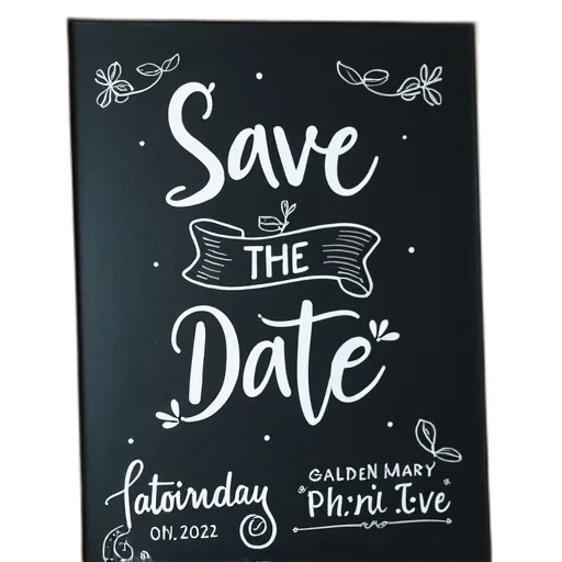 love, chalkboard, save, date transparent PNG cut-out