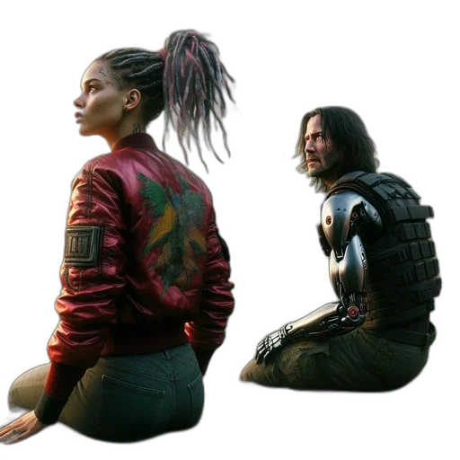 jacket, concept art, cyberpunk, outer space transparent PNG cut-out