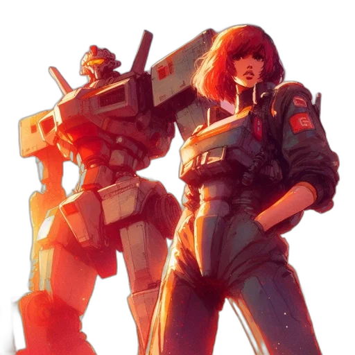 weapon, robot, jacket, concept art transparent PNG cut-out