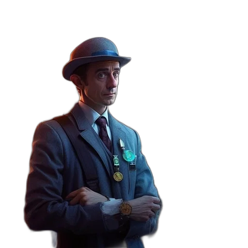 hat, staff, jacket, face transparent PNG cut-out