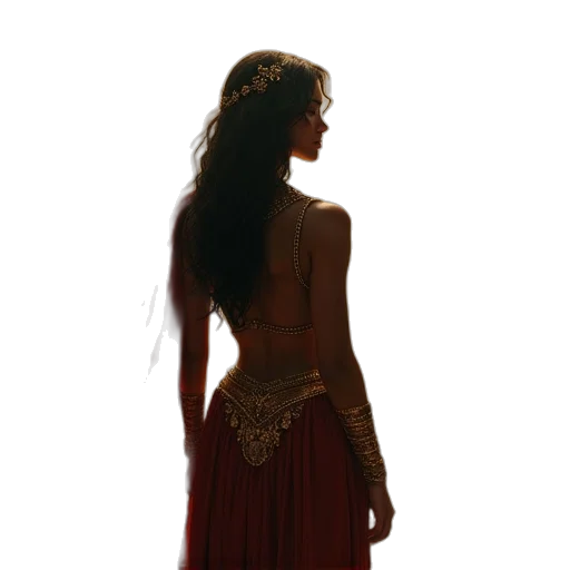 dress, jewelry, crown, staff transparent PNG cut-out