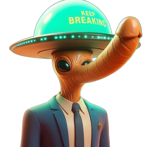 hat, staff, creature, robot transparent PNG cut-out