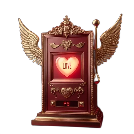 3d render, cupid, slot, machine transparent PNG cut-out