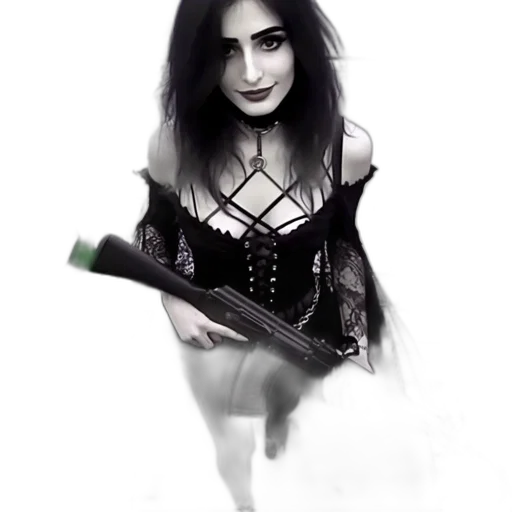 dress, staff, creature, mask transparent PNG cut-out