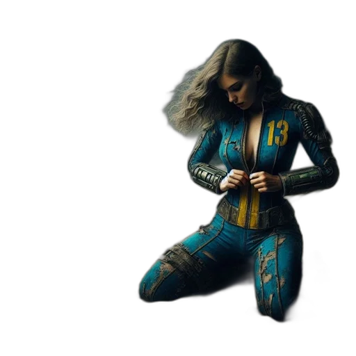 jacket, robot, staff, sword transparent PNG cut-out